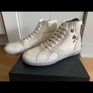 Saint Laurent White Suede Trimmed Sneaker